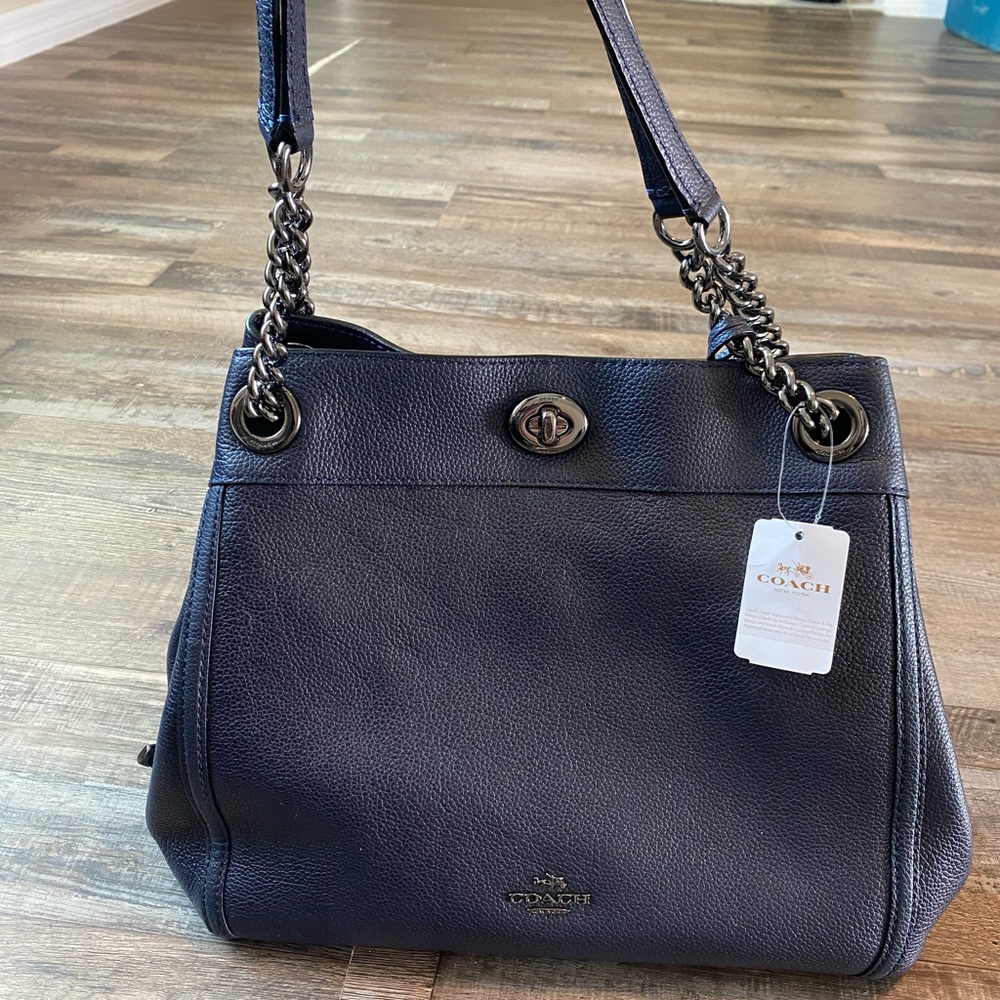 Blue Leather Coach Purse NWT